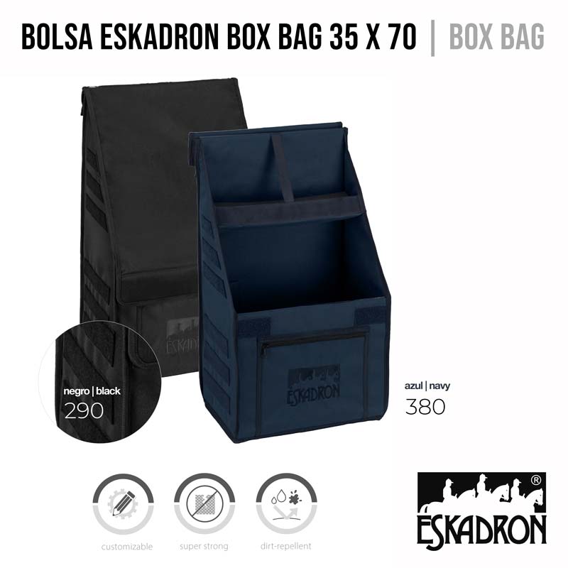 Bolsas Eskadron Box Bag preto e azul-marinho com divisórias internas