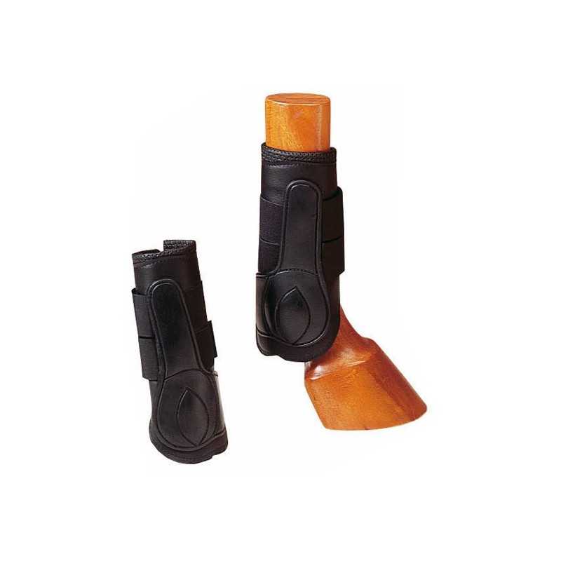 Botas de proteção para cavalo em couro preto com velcro