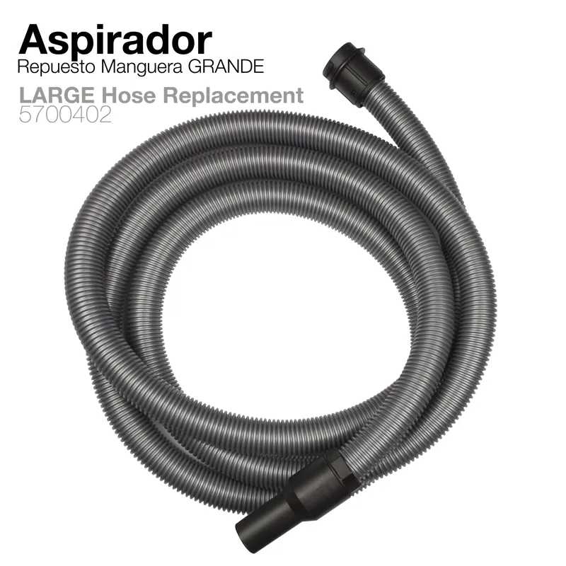 Mangueira preta corrugada para aspirador com texto explicativo