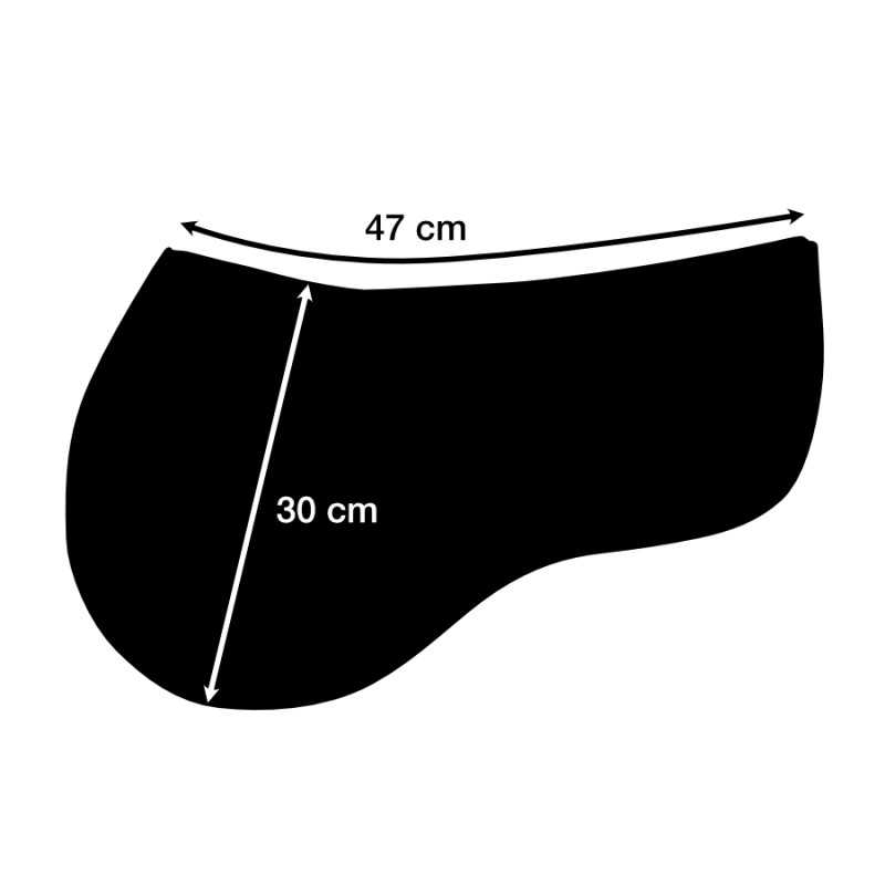 Contorno preto de um tapete ou almofada com medidas 47 cm e 30 cm