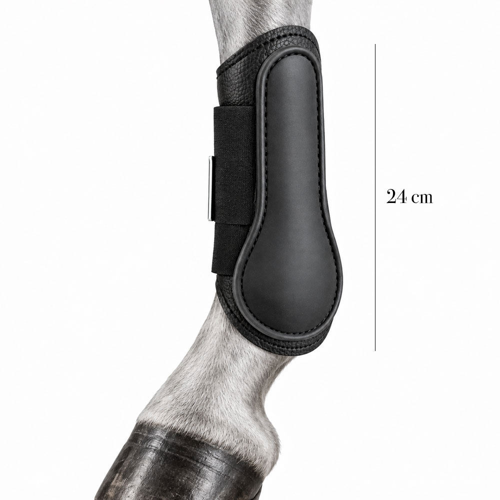 Protector de perna de cavalo preto com velcro e tamanho de 24 cm