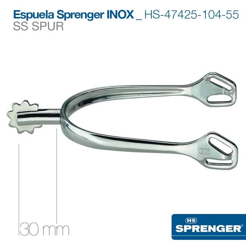 Espora metálica Sprenger INOX em aço inoxidável com roda dentada de 30 mm