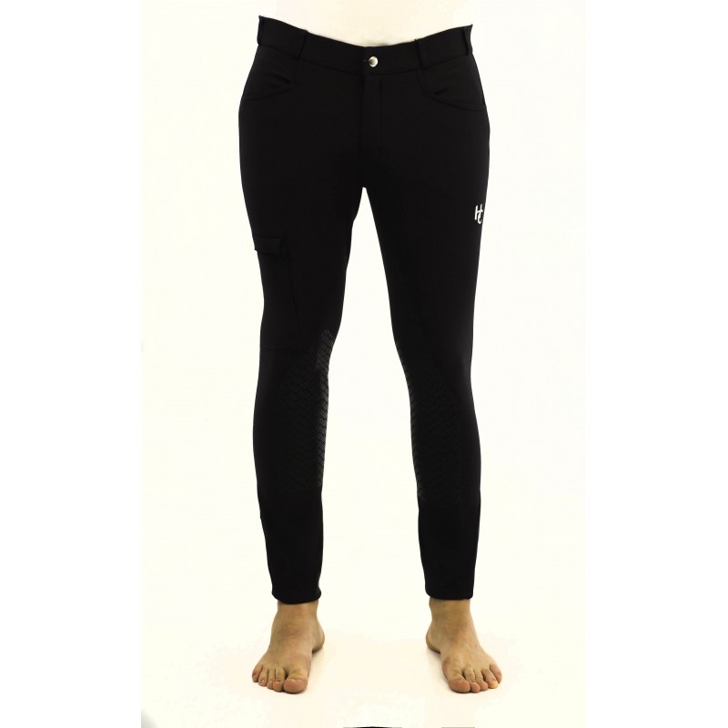 Calças pretas justas com detalhe branco