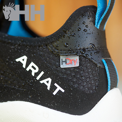 Sapato desportivo preto ARIAT com gotas de água e detalhes azuis