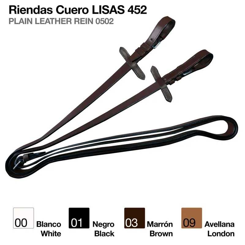 Rédeas de couro com múltiplas cores e texto descritivo