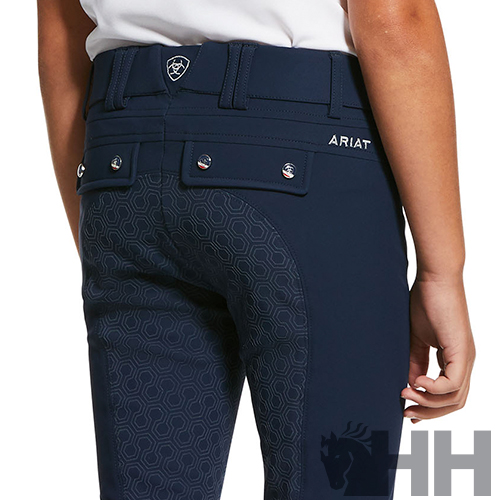 Calças de equitação azuis escuras ARIAT com padrão texturizado e bolsos com botões