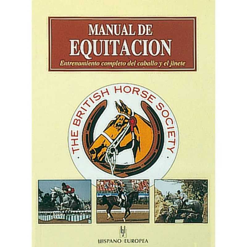 Capa de livro Manual de Equitacion com cavalo e logotipo da British Horse Society