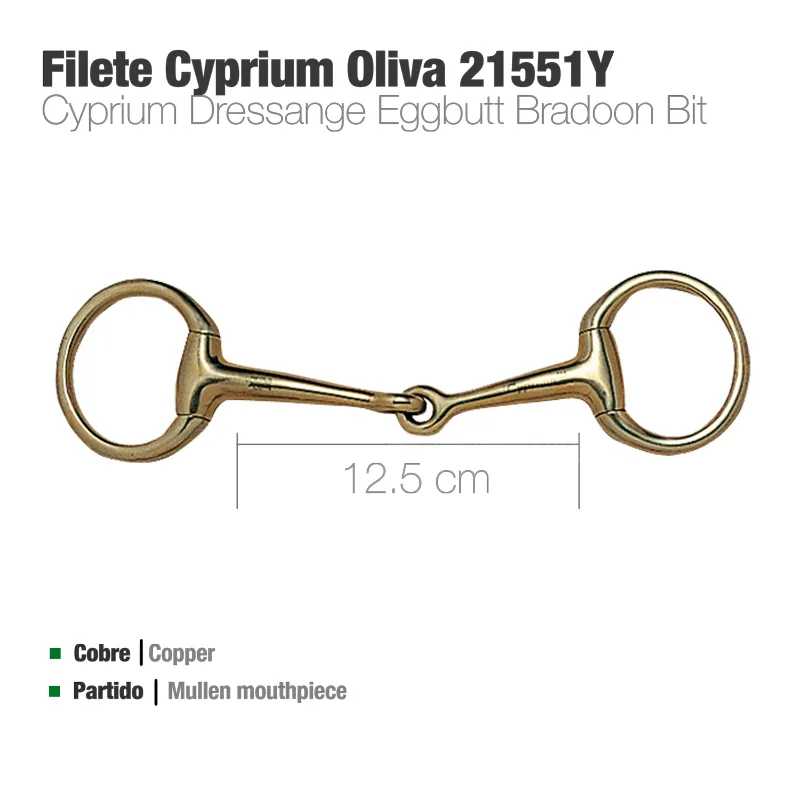 Freio para cavalo em cobre de 12,5 cm Filete Cyprium Oliva 21551Y
