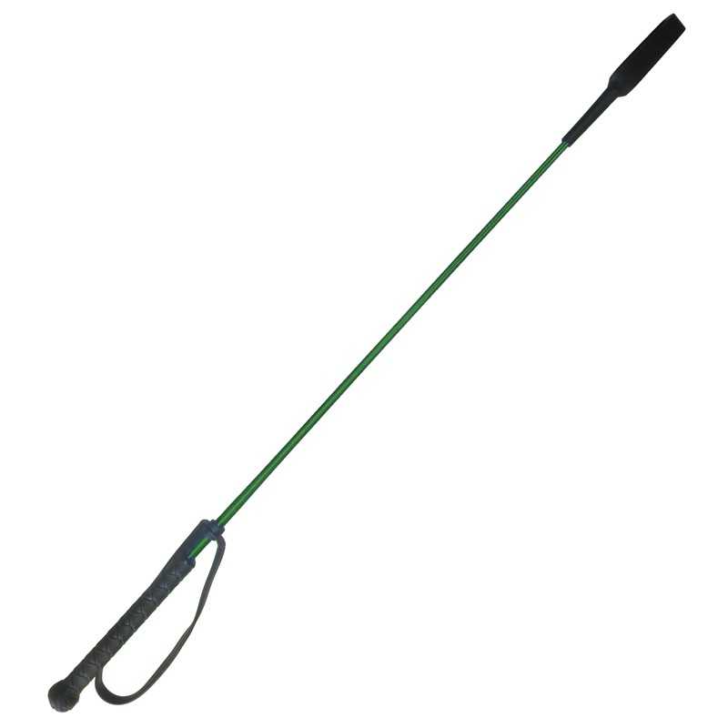 Chicote ou vara de equitação com cabo preto e haste verde