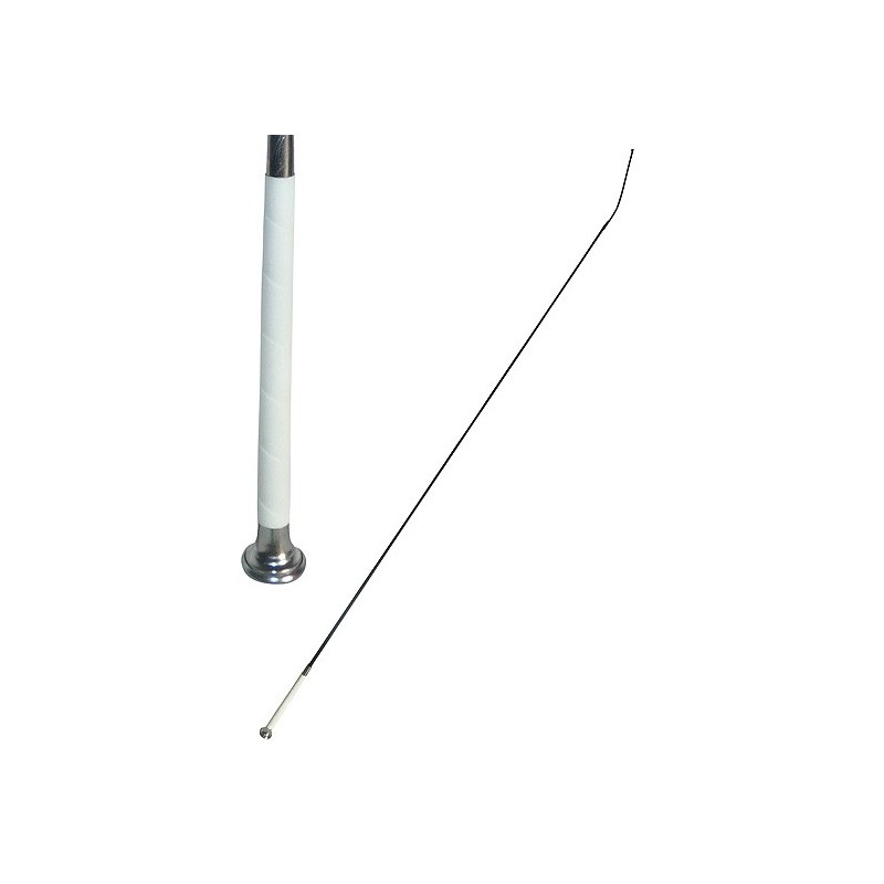 Antena de rádio com base metálica e cabo fino preto