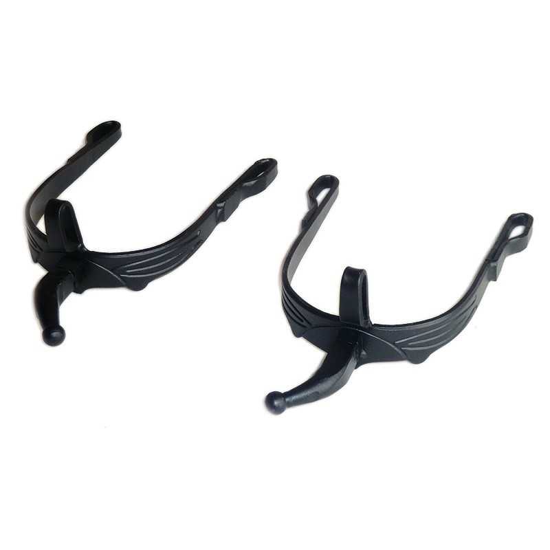 Par de ganchos pretos curvados em plástico