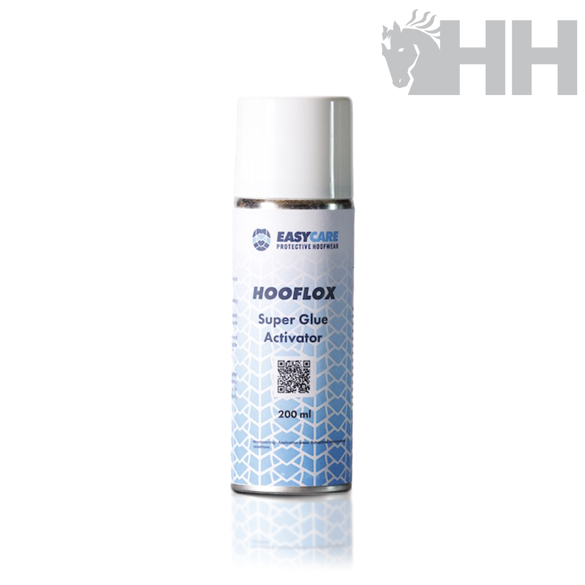 Frasco de spray azul claro com tampa branca e texto EASYCARE HOOFLOX