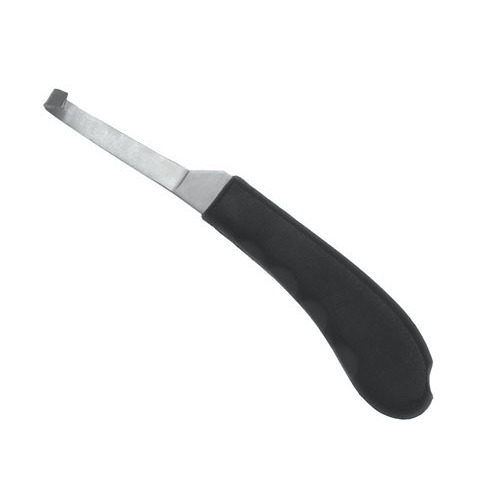 Ferramenta com cabo preto e haste metálica com ponta em L