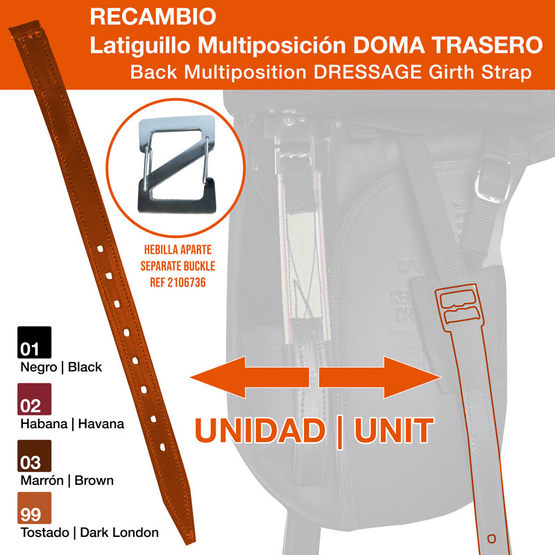 Latiguillo multiposição Doma trasero em várias cores com fivela separada