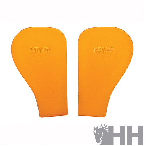 Protetores alaranjados para esquis com texto EASY CHANGE TOP SYSTEM