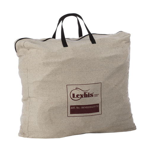 Saco de algodão cru com alças pretas e logótipo Lexfis