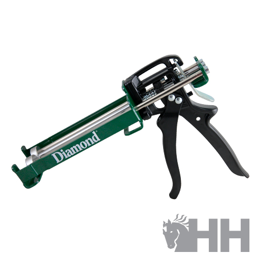 Espátula para calafetagem verde, preta e prateada com texto Diamond