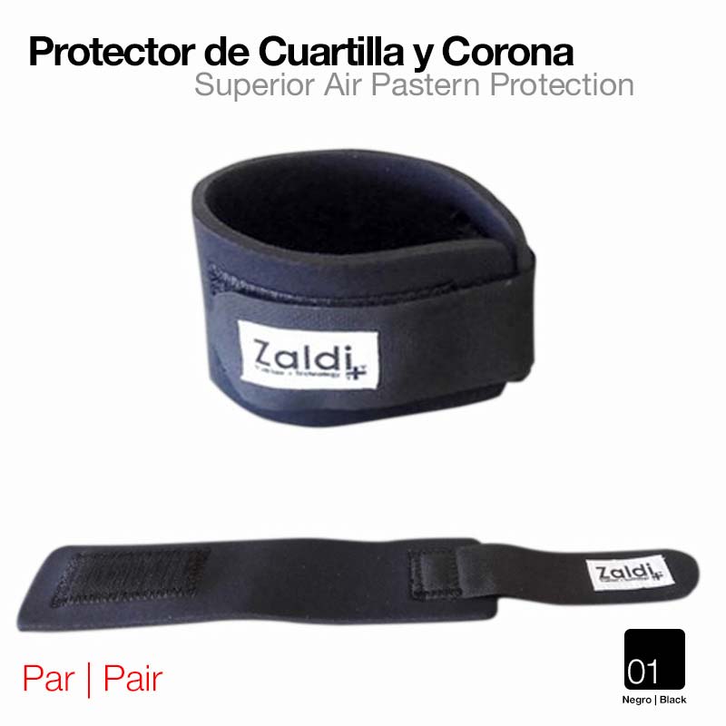 Conjunto de proteções para cavalo negras com velcro e etiqueta Zaldi.