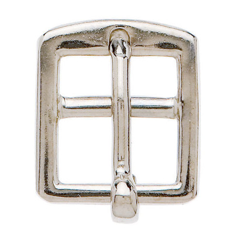 Fivela metálica prateada quadrada com barra e pino