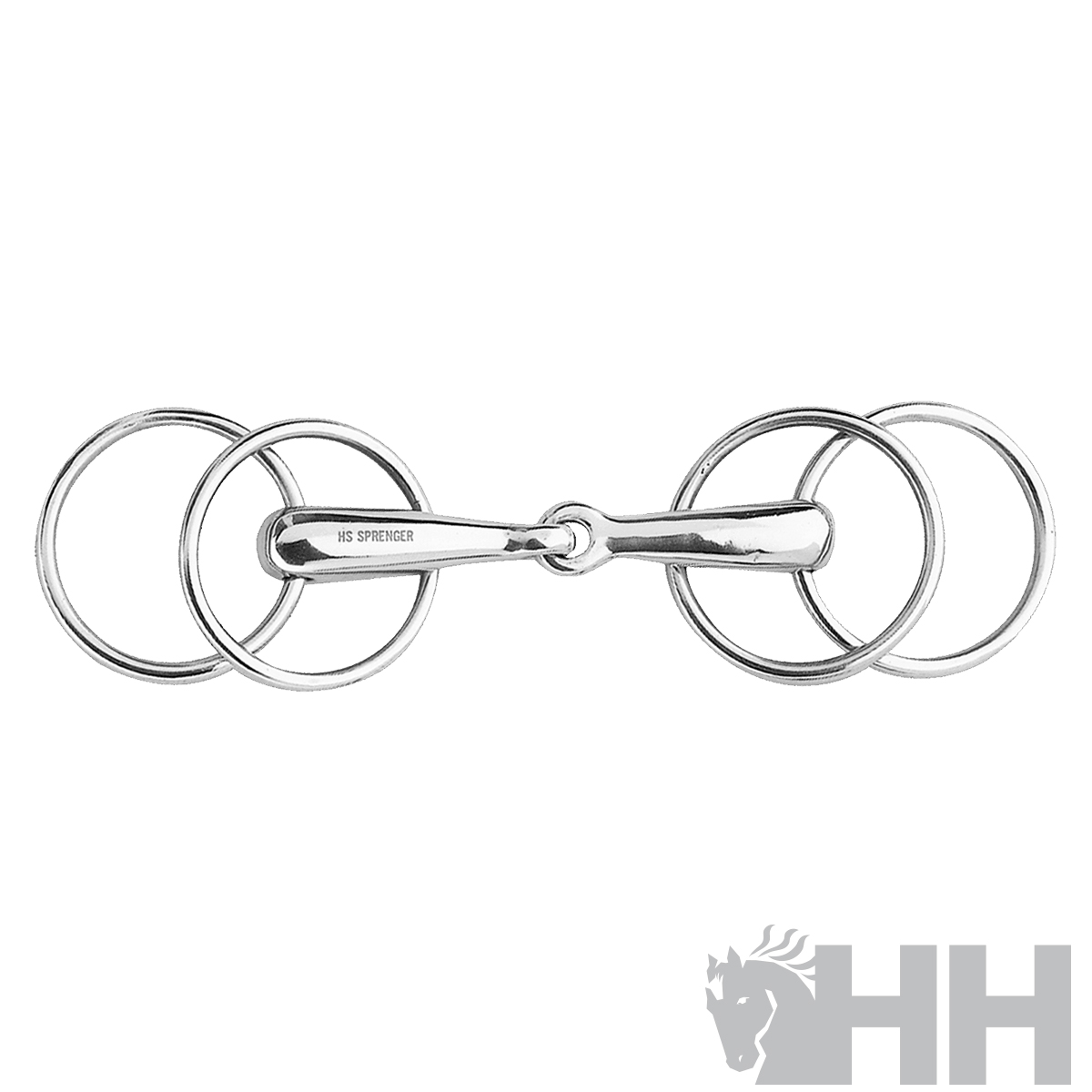 Freio de anéis de metal prateado com quatro anéis