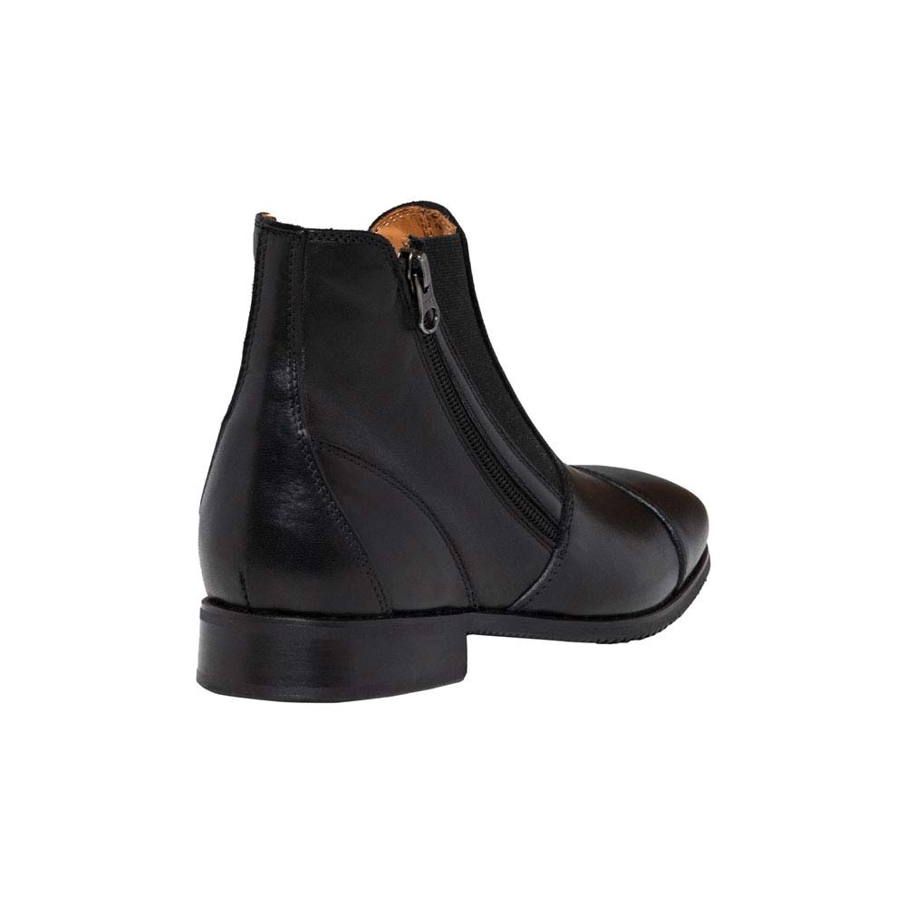 Bota preta de pele com fecho de correr lateral