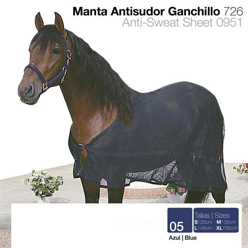 Manta antisudor azul para cavalo