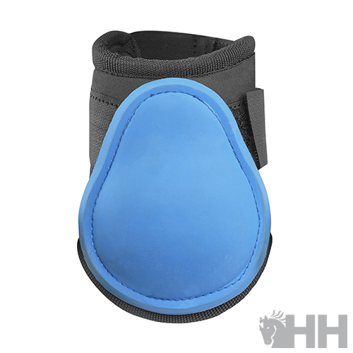 Proteção azul e preta com fecho em velcro sobre fundo branco e logótipo HH