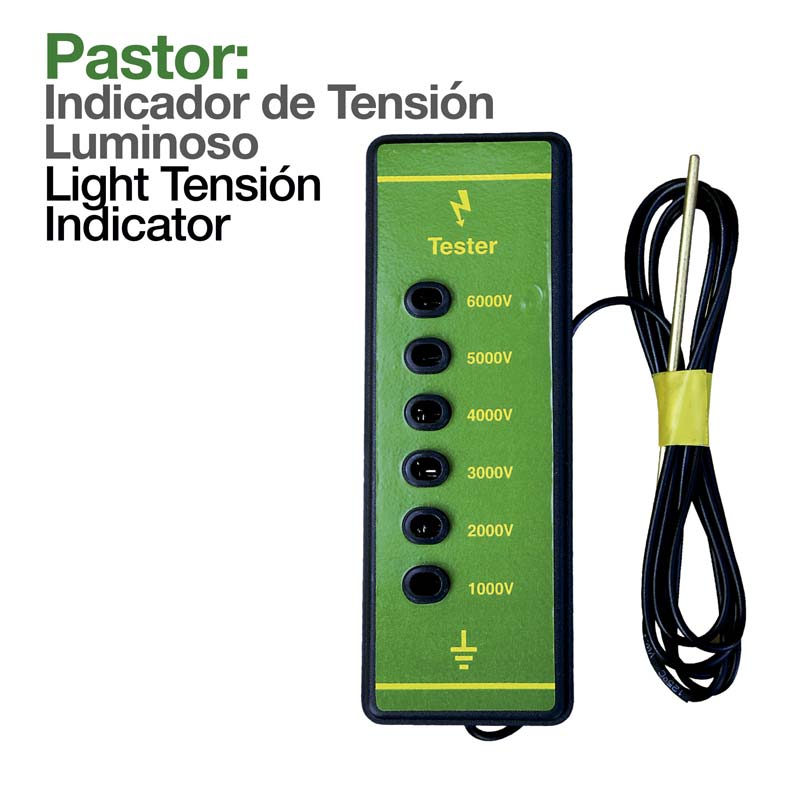 Indicador de tensão luminoso verde com botão e cabo