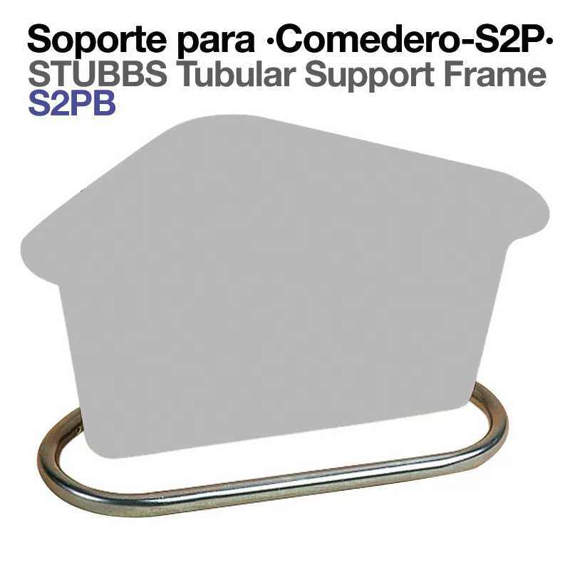 Suporte tubular metálico prateado para comedouro S2P
