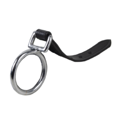 Anel metálico prateado com tira preta ajustável