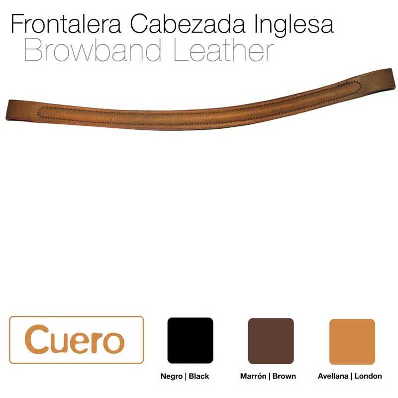 Faixa de pele castanha para arreio com costura decorativa