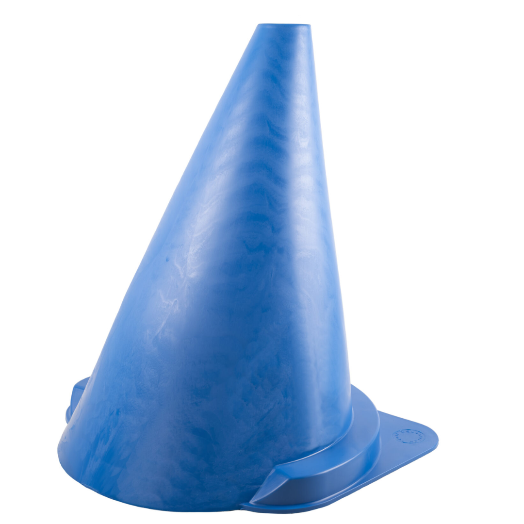 cone de sinalização azul de plástico