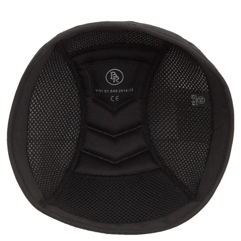 Coifa interior preta para capacete com textura em rede e acolchoamento