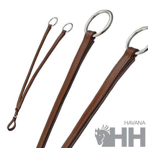 Corda de condução castanha com argolas metálicas prateadas e logótipo 'HAVANA HH'