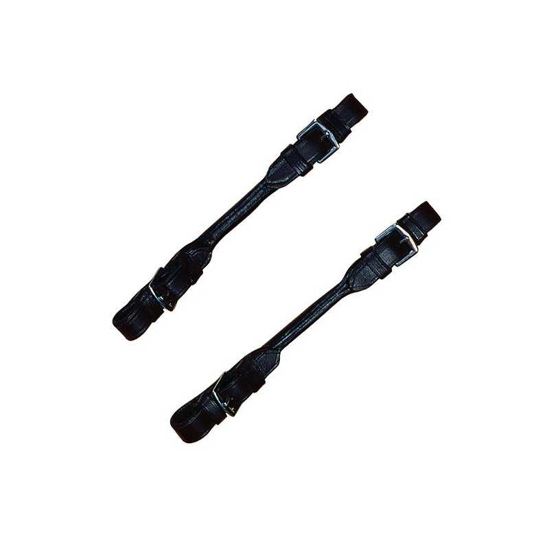 Par de tiras pretas com fivelas metálicas