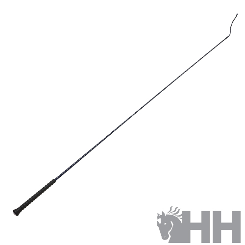 Vara longa preta com punho texturizado e extremidade curva