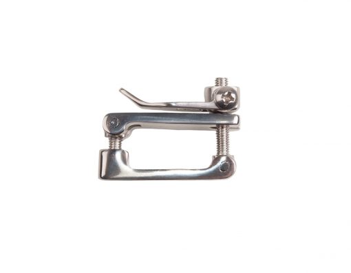 Clamp metálico prateado com parafuso de ajuste