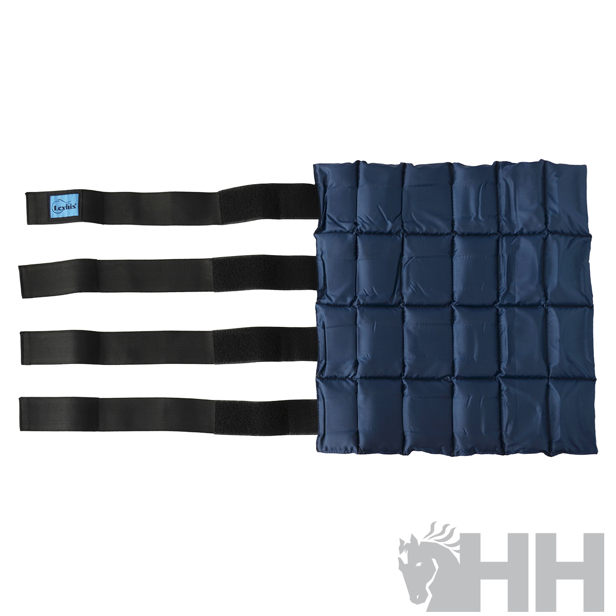 Aparelho de peso para tornozelo azul com tiras pretas e fechos