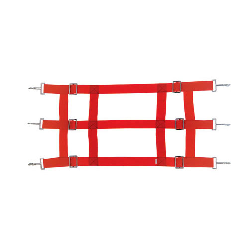 Rede de segurança vermelha com presilhas metálicas