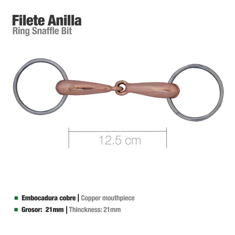 Freio de anilha com boca em cobre e anéis metálicos