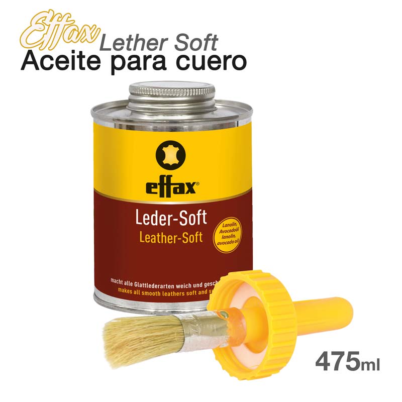 Lata de óleo Effax Leder-Soft para couro com pincel amarelo