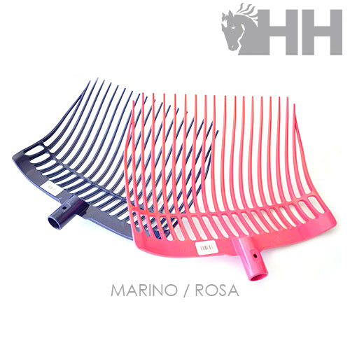 Garfo plástico azul marinho e rosa para recolha de folhas com cabos encaixáveis