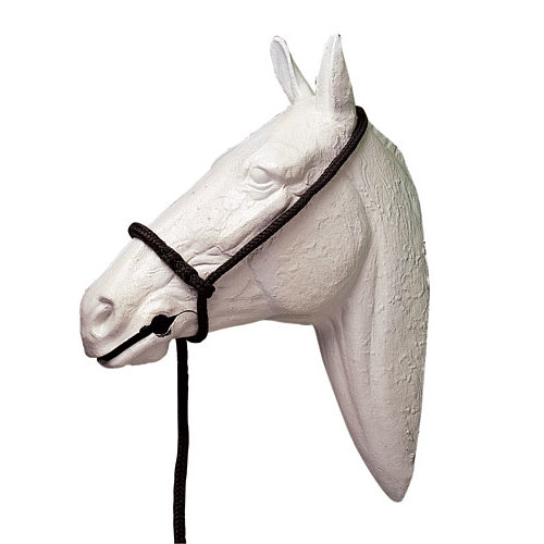 Cabeça de cavalo decorativa branca com cabresta preta