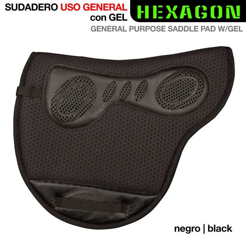 Alforje preto para sela de cavalo com pad em gel e padrão hexagonal.