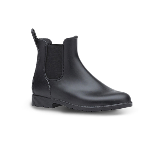 Bota preta de cano curto com elástico lateral