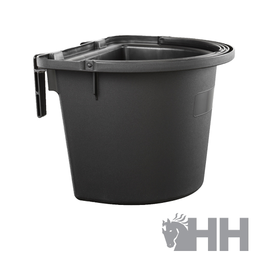Balde preto de plástico com alça para fixação