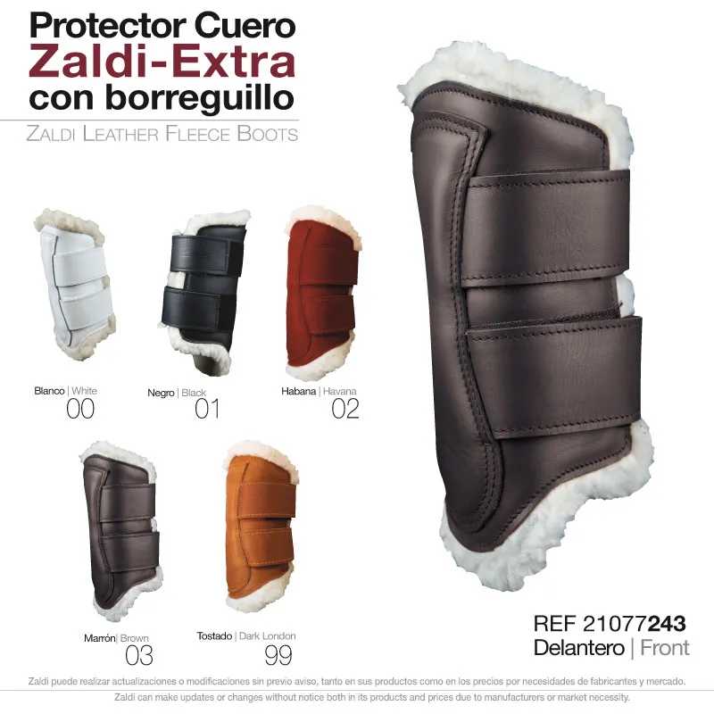 Protetores de couro Zaldi-Extra com forro de borreguillo em várias cores