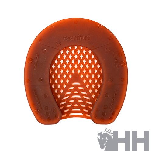 Sapato de cavalo laranja com textura e padrão recortado em losangos