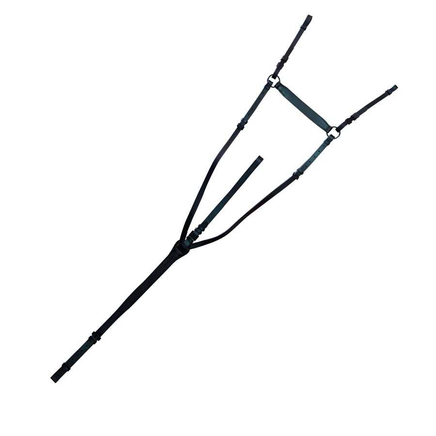 Suspensório preto com tiras finas e fivelas ajustáveis