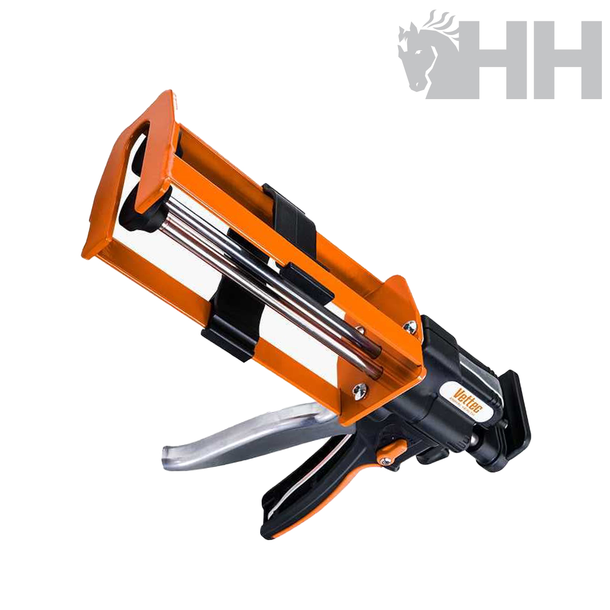 Aplicador manual laranja e preto para tubo de silicone com alavanca metálica